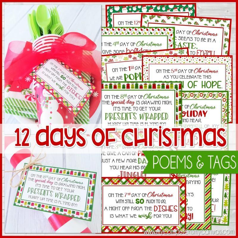 12 Days of Christmas Gift Tag Kit PRINTABLE – My Computer is My Canvas for Free Printable 12 Days Of Christmas Tags