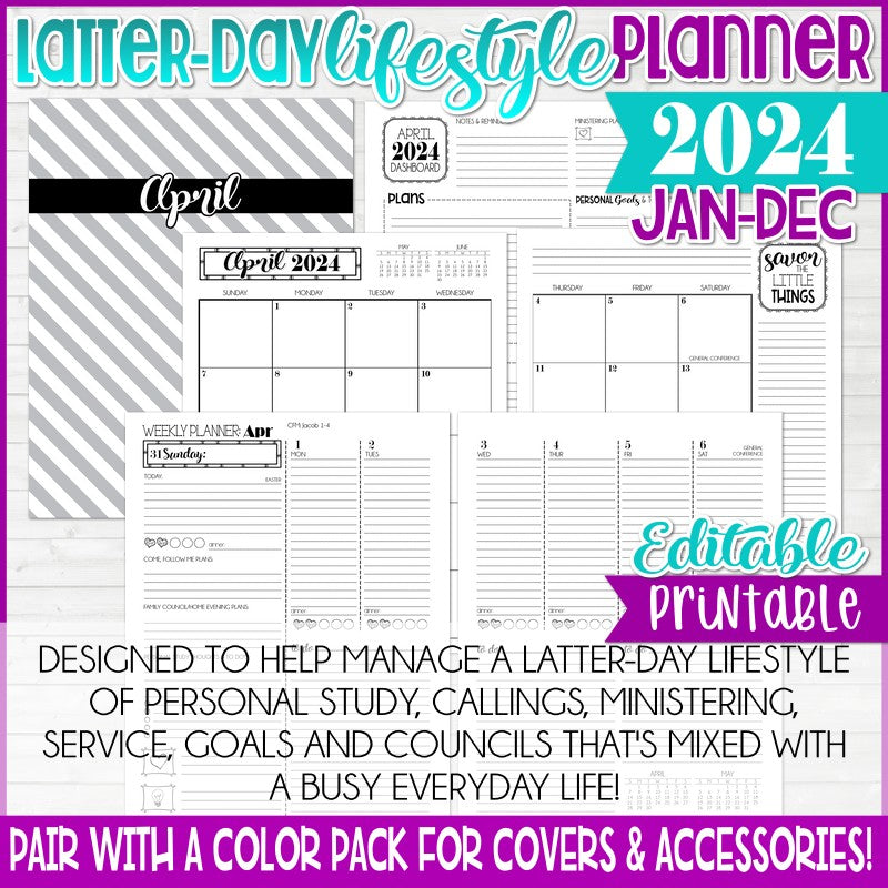 2024 Latter-day Lifestyle Planner {Inside Pages Only} EDITABLE Printab – My  Computer is My Canvas