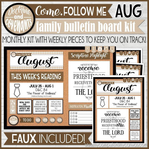 CFM D&C Family Bulletin Board Kit + FAUX Sheets {AUG 2021; neutrals} PRINTABLE