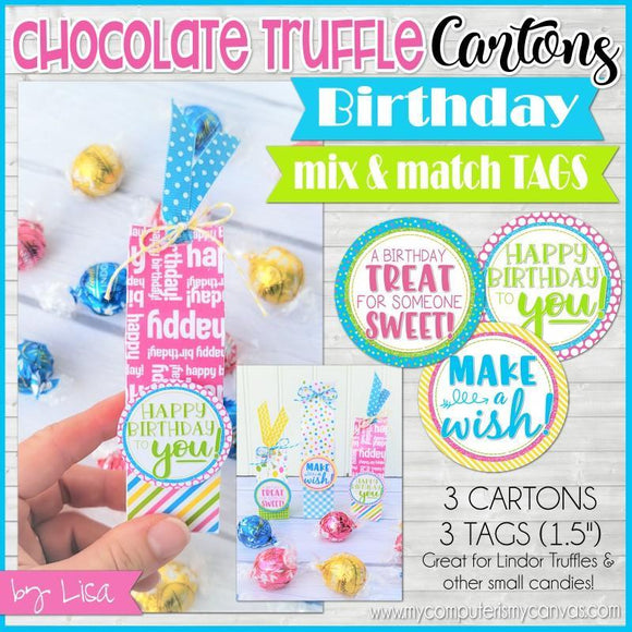 Chocolate Truffle Cartons & Tags {BIRTHDAY} PRINTABLE