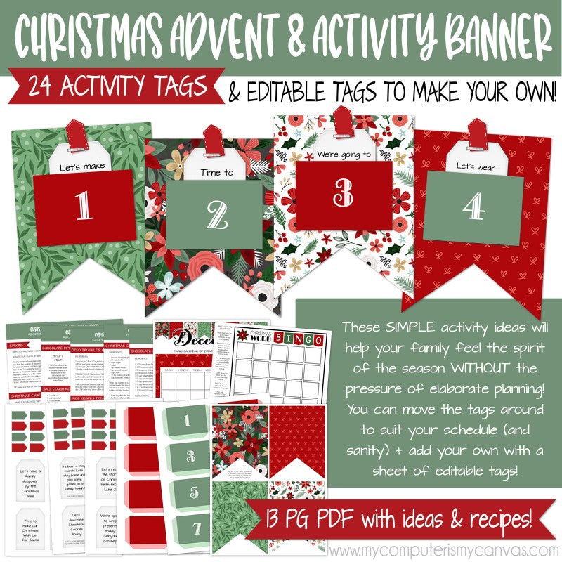 Buy Christmas Countdown Calendar Printable Editable Christmas