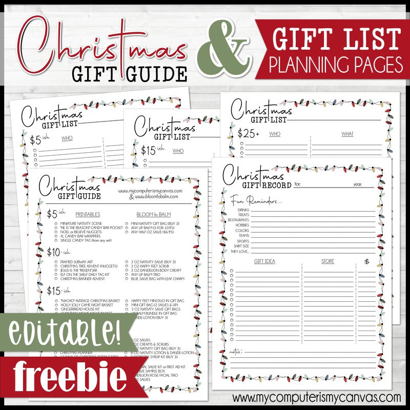 Christmas Gift Guide & Gift List Planning Pages FREEBIE Printable – My Computer is My Canvas for Free Printable Christmas Gift Planner