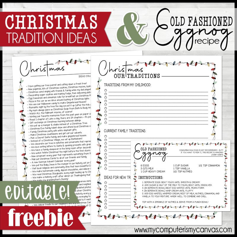 Christmas Traditions &amp; My Family EGGNOG Recipe {FREEBIE} Printable ...