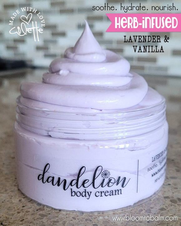 DANDELION Body Cream {LAVENDER & VANILLA} 8 oz