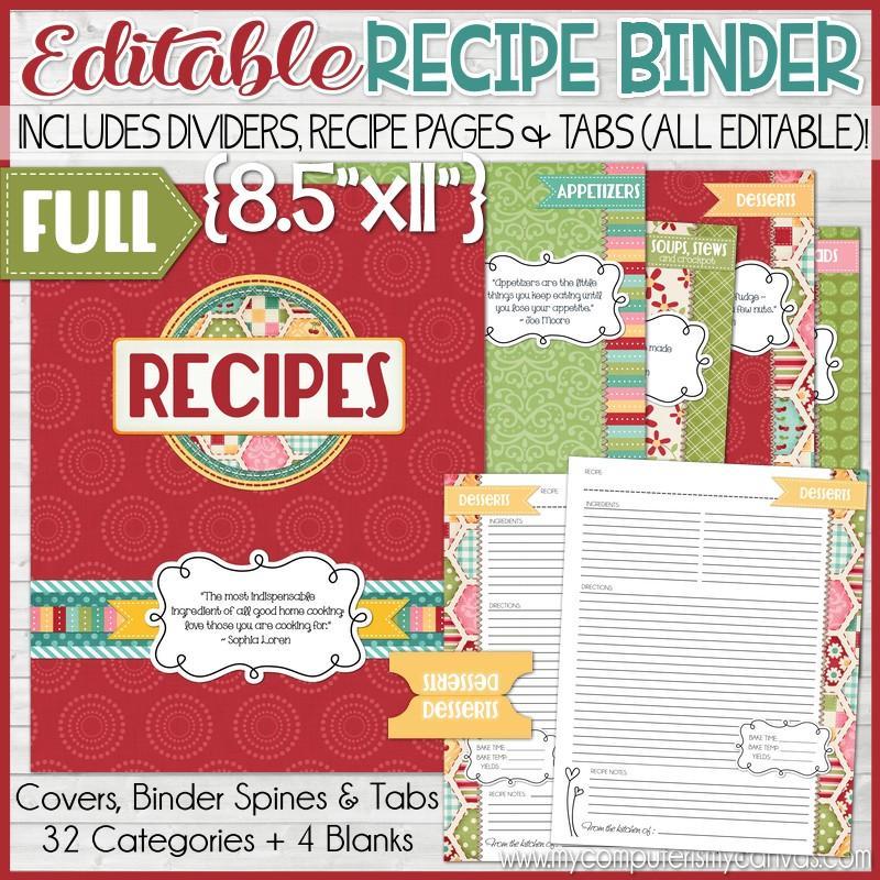 EDITABLE Recipe Binder Collection RED Full Size 8.5x11 PRINTABLE – Bloom to Balm | My Computer is My Canvas editable-recipe-binder-collection-red-full-size-8-5x11-printable-bloom-to-balm-my-computer-is-my-canvas