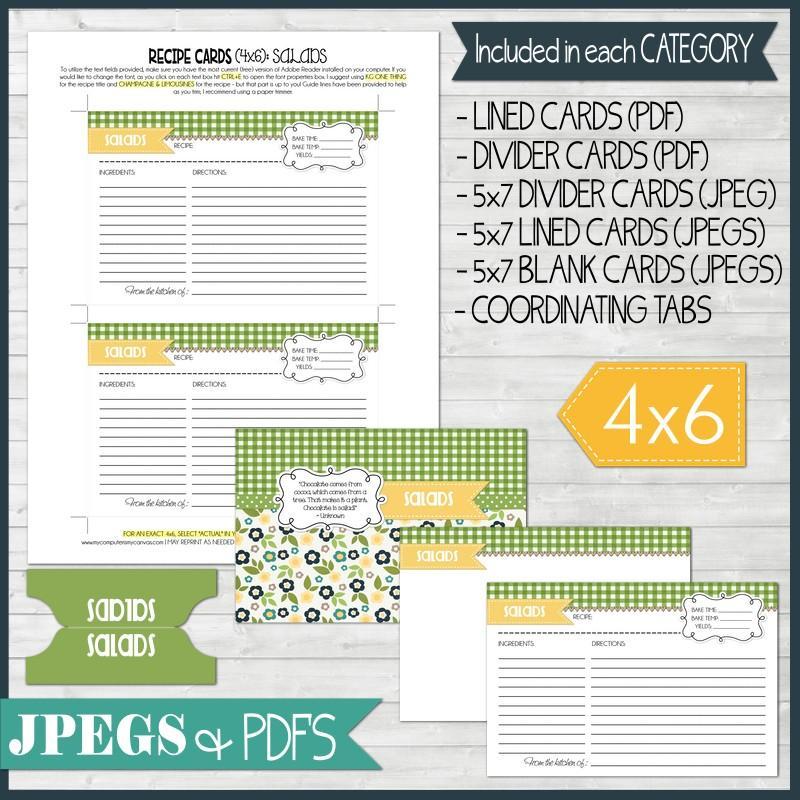 4x6 recipe card binder EDITABLE Recipe Card Collection NAVY {4x6} PRINTABLE