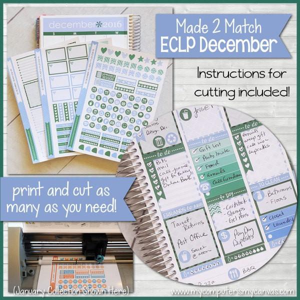 PRINTABLE December Planner Sticker Kit, Made 2 Match Erin Condren Life ...