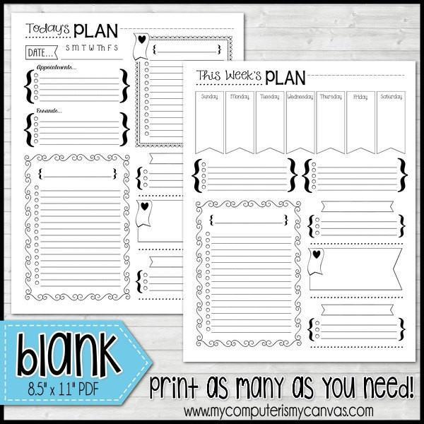 Planner Kit {Blank Inserts ONLY} PRINTABLE – My Computer is My