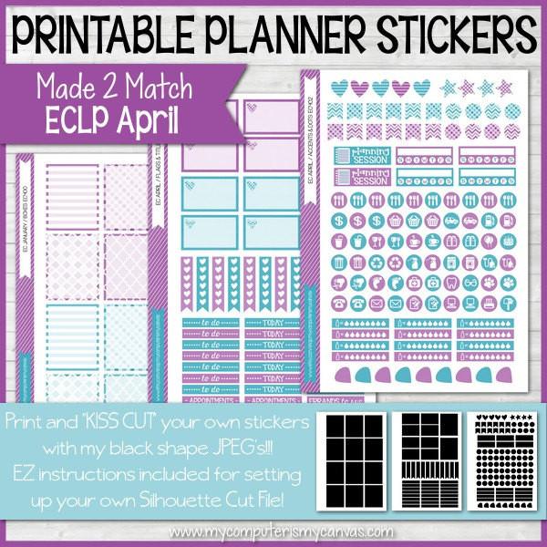 Printable April Planner Sticker Kit, Made 2 Match Erin Condren Life Pl ...