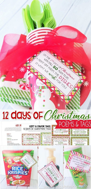 Printable 12 Days of Christmas Gift Tags Instant Download