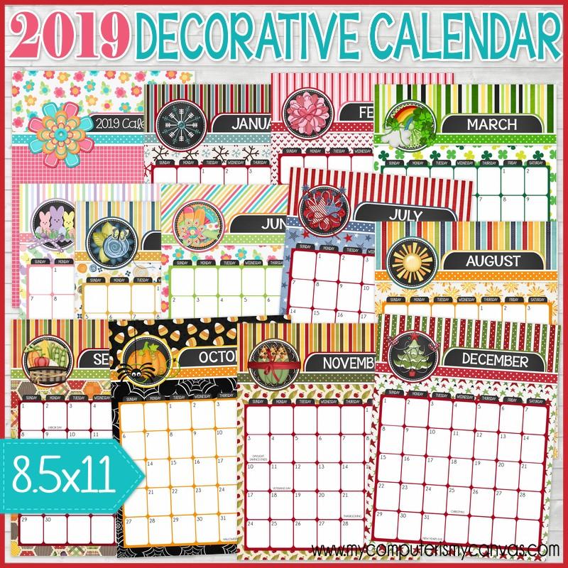 2019 Decorative Desk Calendar, Dated PRINTABLE – My Computer is My Canvas