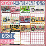 2020 Decorative Desk Calendar - Holiday Themed {EDITABLE} Printable