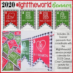 2020 LIGHT the WORLD {Calendar Banner } FREEBIE Printable Kit