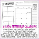 2020 Latter-day Lifestyle Planner {Inside Pages Only} EDITABLE Printable