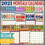 2021 Decorative Desk Calendar - Holiday Themed {EDITABLE} Printable