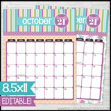 2021 Decorative Desk Calendar - LILAC Sky Theme {EDITABLE} Printable