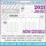 2021 EVERYDAY Personal Planner {Inside Pages Only} EDITABLE Printable