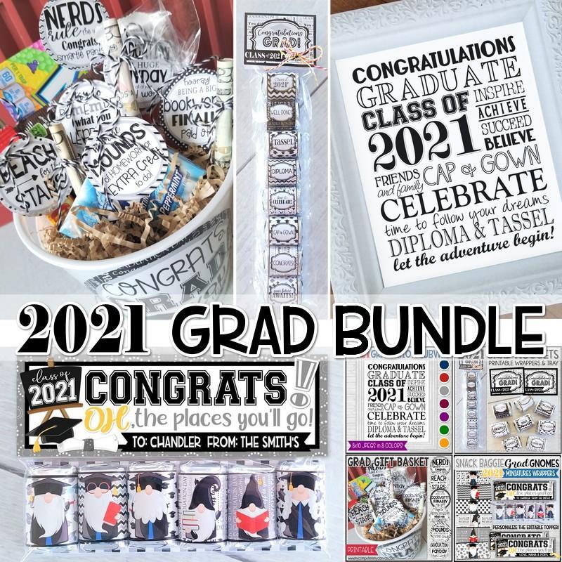 2021 Graduation BUNDLE (Nugget, Subway Art, Gift Basket & GNOMES) PRIN ...