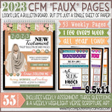 2023 CFM "FAUX" WEEKLY Bulletin Board Pages JAN-DEC {New Testament} PRINTABLE
