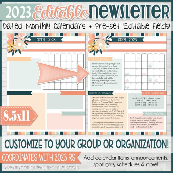 2023 EDITABLE Monthly Newsletter Templates {RS Collection} Printable