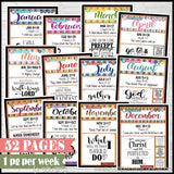 2024 CFM "FAUX" WEEKLY Bulletin Board Pages JAN-DEC {BOOK of MORMON} PRINTABLE