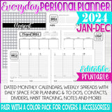 2024 EVERYDAY Personal Planner {Inside Pages Only} EDITABLE Printable