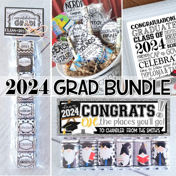 2024 Graduation BUNDLE (Nugget, Subway Art, Gift Basket & GNOMES) PRINTABLE