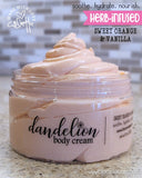 8 oz Dandelion BODY CREAM & SUGAR SCRUB {DUO} in Organza Bag