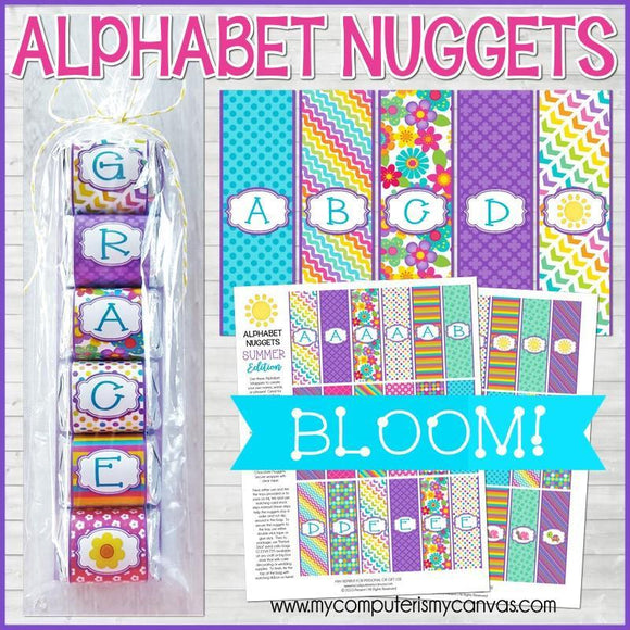 ALPHABET Nugget Wrappers {BLOOM} PRINTABLE-My Computer is My Canvas