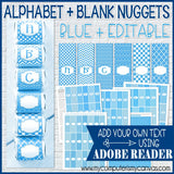 Alphabet + BLANK Nugget Wrappers {BLUE} PRINTABLE