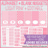 Alphabet + BLANK Nugget Wrappers {LIGHT Pink} PRINTABLE