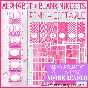 Alphabet + BLANK Nugget Wrappers {Pink} PRINTABLE