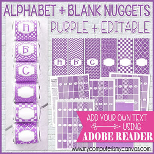 Alphabet + BLANK Nugget Wrappers {Purple} PRINTABLE