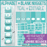 Alphabet + BLANK Nugget Wrappers {Teal} PRINTABLE