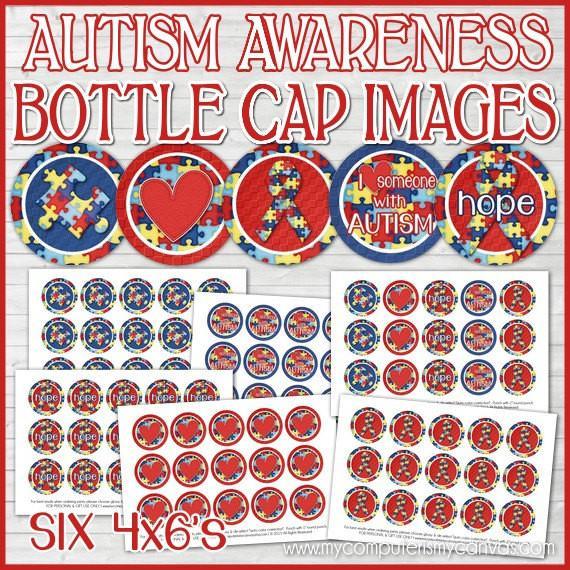 Autism Awareness Bottle Cap PRINTABLE-My Computer is My Canvas
