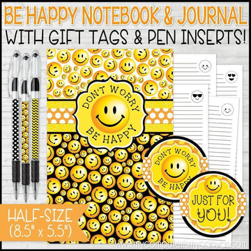 BE HAPPY Journal & Notebook {Gift Set; HALF SIZE} PRINTABLE-My Computer is My Canvas