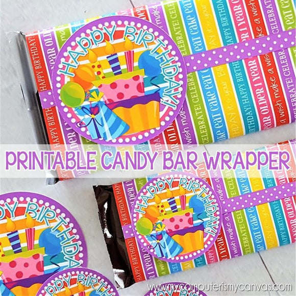 BIRTHDAY Candy Bar Wrapper {Rainbow} PRINTABLE-My Computer is My Canvas