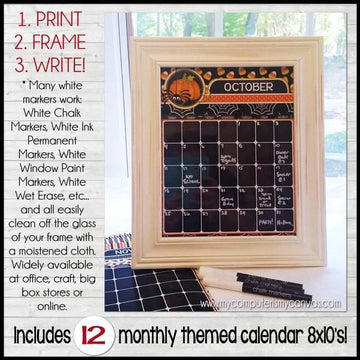 BLANK Calendar {Faux Chalkboard} PRINTABLE – My Computer is My