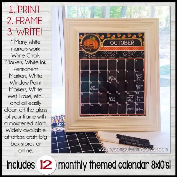 BLANK Calendar {Faux Chalkboard} PRINTABLE – My Computer is My