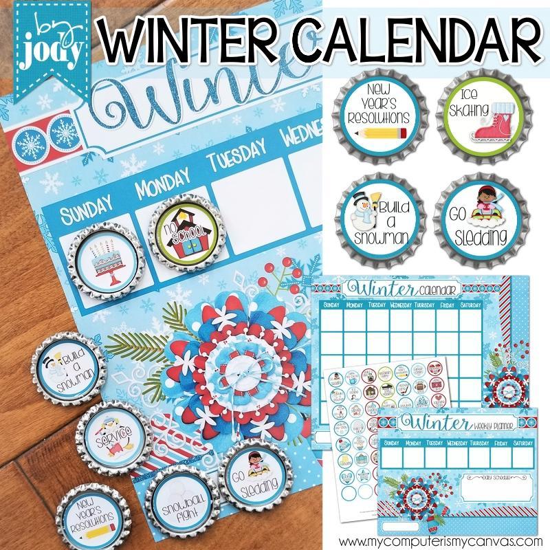 Bottle Cap Activity Calendar {ANNUAL BUNDLE} PRINTABLE-My Computer is My Canvas