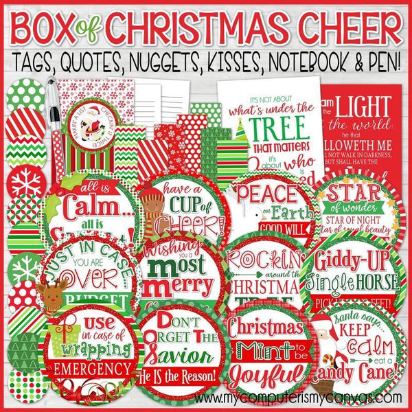 Box of CHRISTMAS CHEER Gift Tag Kit PRINTABLE – Bloom to Balm | My Computer is My Canvas for Free Printable Cheerleader Gift Tags
