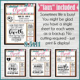 CFM D&C Family Bulletin Board Kit + FAUX Sheets {APR 2021} PRINTABLE