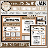 CFM D&C Family Bulletin Board Kit + FAUX Sheets {JAN 2021; neutrals} PRINTABLE