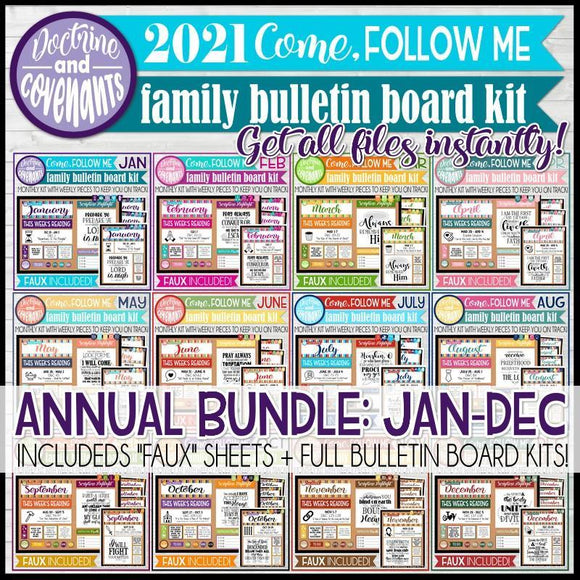 CFM D&C Family Bulletin Board Kit + FAUX Sheets {JAN-DEC 2021} ANNUAL BUNDLE PRINTABLE