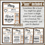 CFM D&C Family Bulletin Board Kit + FAUX Sheets {MAY 2021; neutrals} PRINTABLE