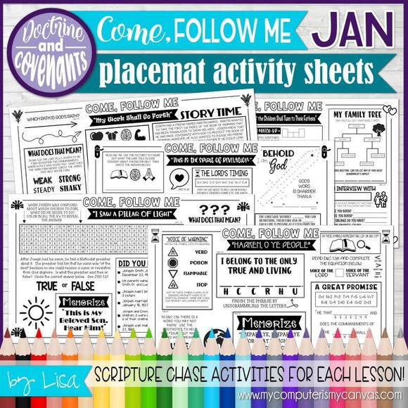 CFM D&C Placemat Activity Sheets {JAN 2021} PRINTABLE