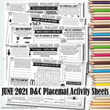 CFM D&C Placemat Activity Sheets {JUNE 2021} PRINTABLE