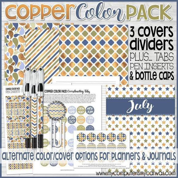 COPPER Color Pack {Alternate Covers/Accessories for Planners/Journals} PRINTABLE-My Computer is My Canvas