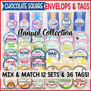 Chocolate Squares Envelops & Tags {ANNUAL COLLECTION} PRINTABLE