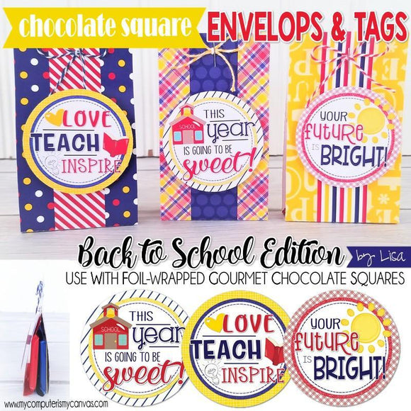 Chocolate Squares Envelops & Tags {BACK TO SCHOOL} PRINTABLE